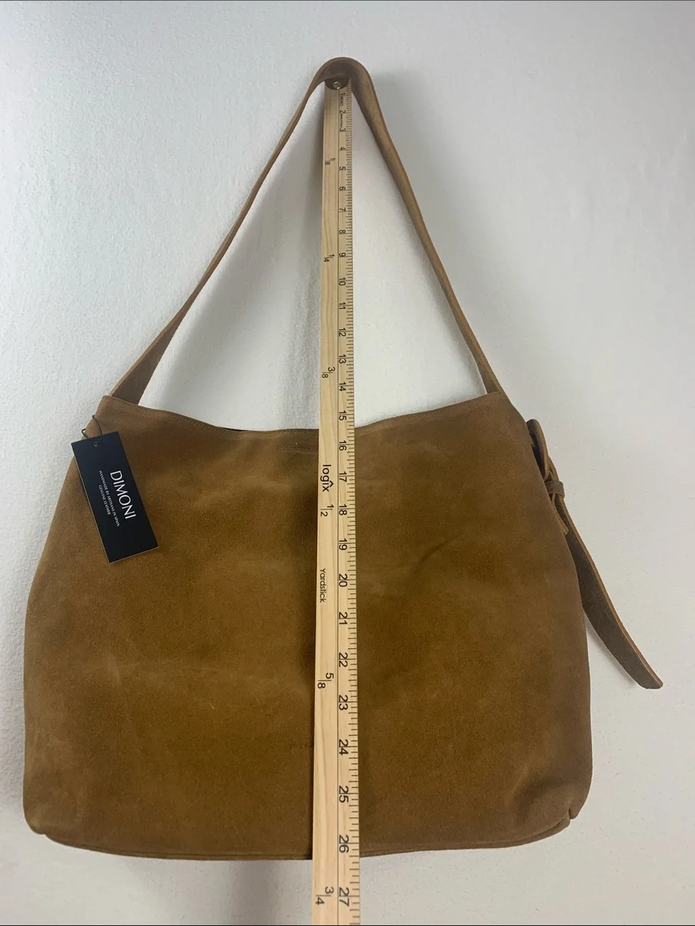 Dimoni Made in Spain Suede Hobo Shoulder Bag Tobacco Brown Adjustable Strap